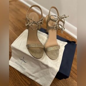 *NWOT**Pour La Victoire Elisa Ankle Strap Open Toe Stiletto Heel Leather